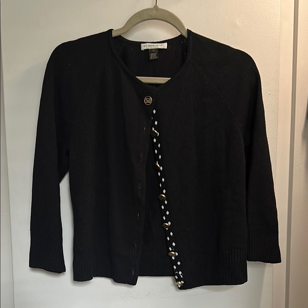 St. John Sport Black Button-Up Women's Cardigan